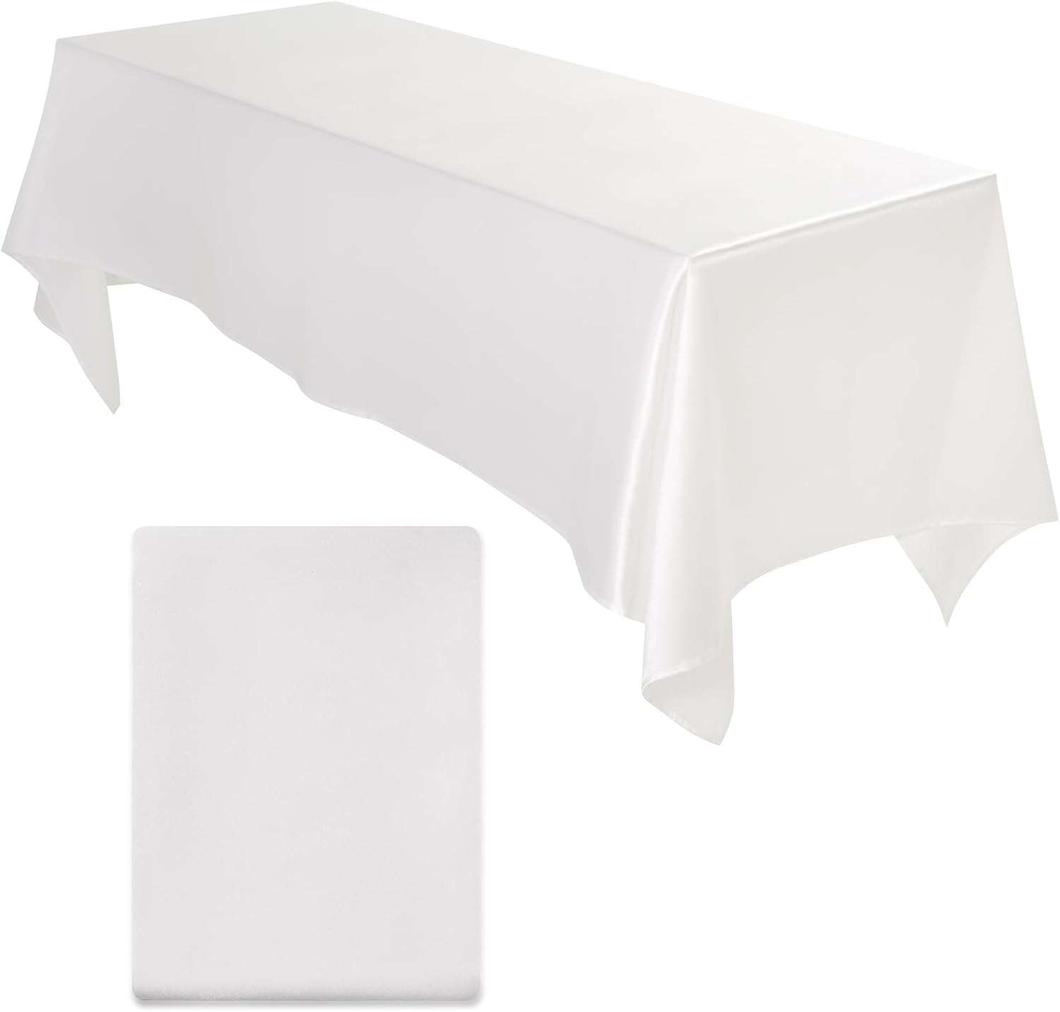 Q&J FABRIC CO. 1 Pack Satin Tablecloth 100% Polyester 102x58 Inch Off White Table Cloth Rectangular Table Cover for Wedding Party Banquet Dining Room Decor