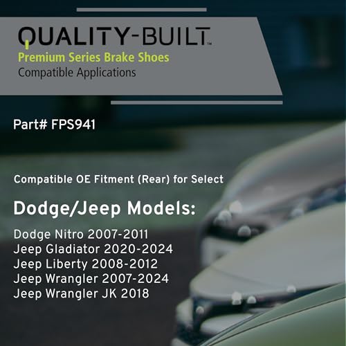 QUALITY-BUILT Rear Parking Brake Shoes, FPS941, Compatible with 2007-2024 Dodge/Jeep (Gladiator,Liberty,Nitro,Wrangler,Wrangler JK) by Quality-Built - Image 2