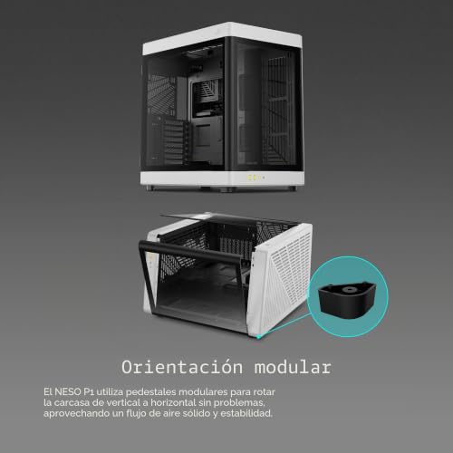 Miniatura 7 de Gamdias Neso P1 - Carcasa Atx De Torre Completa Negra Y Blanca - Apertura De Giro Con Un Solo Toque - Panel Panorámico De Vidrio Templado - Doble Cahmber - Doble Orientación - Alto Flujo De Aire -