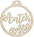 Produktbild Happenings-Decorations Personalisierte Weihnachtskugel aus Holz, graviert, Geschenk für die Feiertage, jeder Name, hängende Baumdekoration, natürliches Dekor (Modell 4)