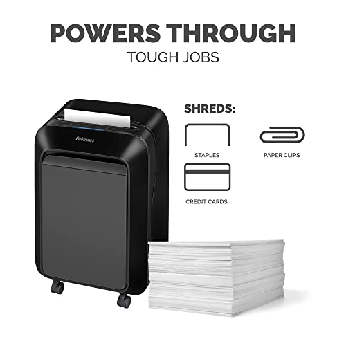 Image of Fellowes LX210 P-4 Micro-Cut Paper Shredder, Jam-Proof Heavy-Duty Paper Shredder for Office, 16 Sheet Capacity, Black