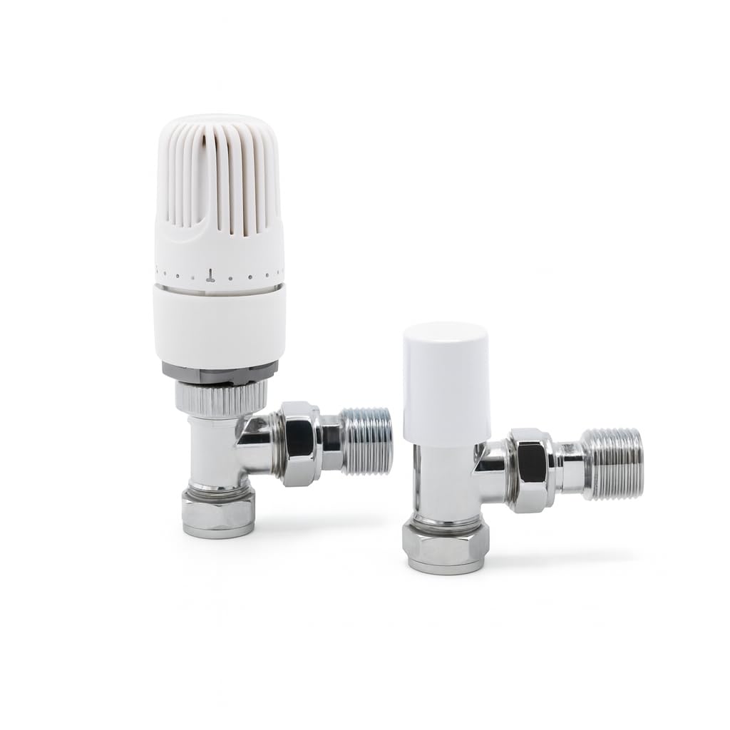 15/10mm Angle Westherm Classic TRV Twin Pack - Thermostatic Radiator Valve & Lockshield Set