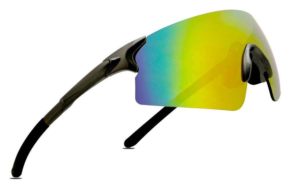 ShadyVEU Slim Lightweight Sports Rimless Frame Multicolored Mirrored Lens Soft Tips Unisex Sunglasses