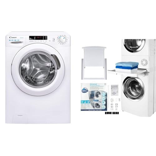 Candy Smart CS4 1272DE/1-S Lavatrice, 7 Kg, 1200 Giri, Connettività NFC, Cicli Rapidi & CARE + PROTECT Kit di Incolonnamento Universale, Kit di Incolonnamento Salvaspazio