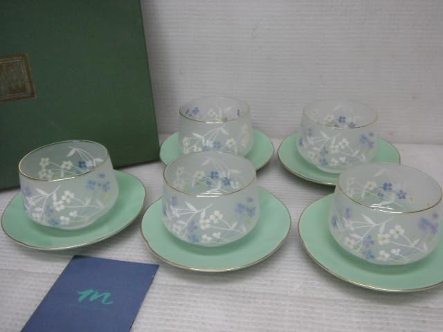 Amazon.co.jp: 品 美濃焼 庫山窯 前畑陶器 花便り 冷茶碗揃 5客セット