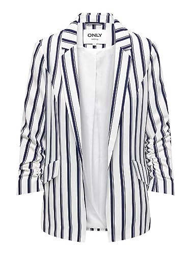 Only Onldiana-Lowa 3/4 Stripe Blazer CC TLR, Cloud Dancer/Stripes:Patriot Blue, 40 para Mujer
