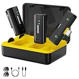 【Boîtier de charge USB C portable】 Le boîtier de charge USB C se recharge complètement en 1,5 heure via son port USB C. Il permet ensuite deux recharges complètes pour le récepteur et les émetteurs. Compact et protecteur, il range les trois unités et facilite leur transport. Ce kit de microphone sans fil portable est un indispensable pour les créateurs de contenu, les réseaux sociaux, les YouTubeurs et les influenceurs.