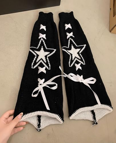 Image of WODECASA Girls Kawaii Leg Warmers Knitted Flared Leg Sleeves Goth Crochet Baggy Cuff Ankle Heap Socks