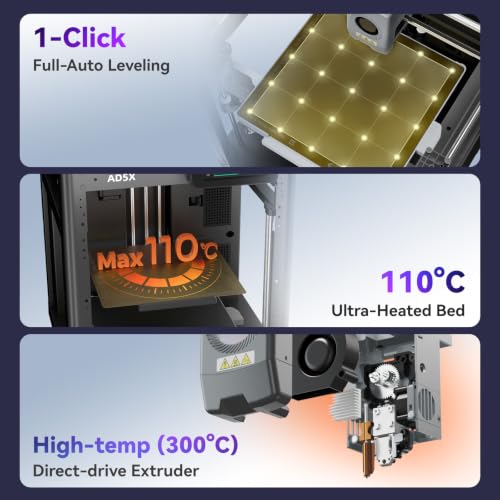 Image of FLASHFORGE AD5X Multi-Color 3D Printer with IFS,Fully Auto Leveling FDM 3D Printer with Max 600mm /s High Speed Printing and Max 300C Nozzle,Large Printing Size 220 * 220 * 220mm