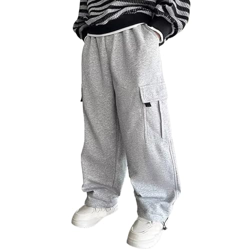 Boys Skateboard Sweatpants Casual Athletic Letter Sweat Pants Kids Wide Leg Sports Elastic Waist Baggy Pants Open