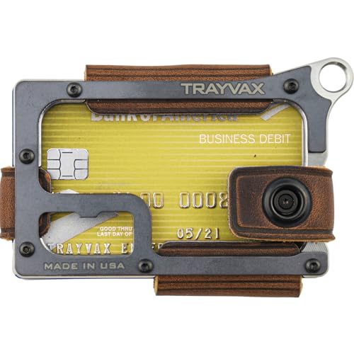 Trayvax Contour Wallet, RFID Front Pocket Money and Credit Card Holder, Minimalist Slim Leather Metal Wallet for Men and Women, Raw Mississippi Mud