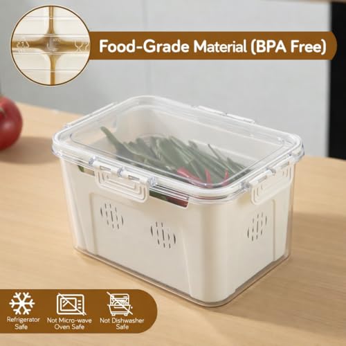 Image of HOKIPO BPA Free Food Grade Plastic Fridge Storage Containers with Lid - Crisper Containers for Fresh Vegetables, Fruits & Food | Freezer & Kitchen Organizer Set for Home Use (AR-6711)