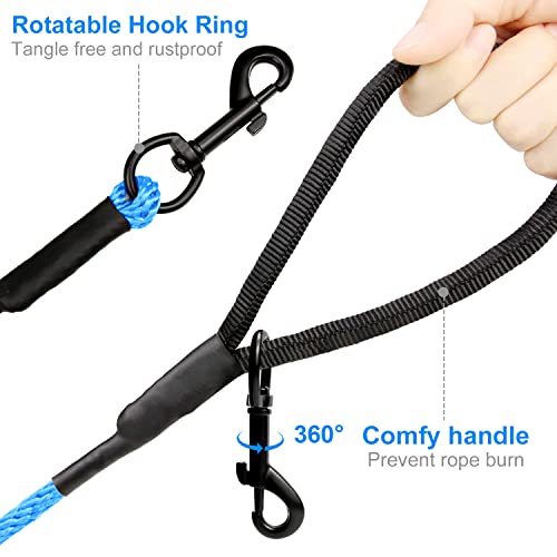 Joytale Reflektierend Schleppleine für Hunde, 10m Hundeleine mit Gepolsterten Griff und 2 Karabinerhaken, Nylon Lange Seil Trainingsleine für Welpen, Kleine Hunde, Blau