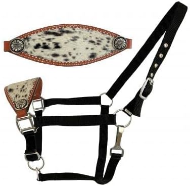 Showman Leather Bronc Halter w/Hair-On Cowhide Inlay