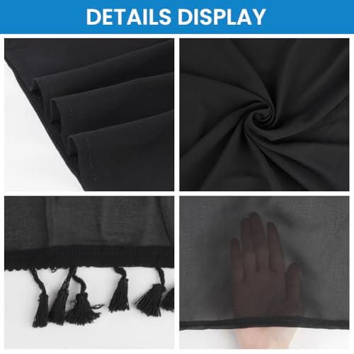 DiULi Strand Wickelrock Sarong, Damen Sarong Pareo Schwarz, Wickeltuch Bikini Cover Up mit Quasten, Wickelrock Groß für Strand Rock Swimsuit