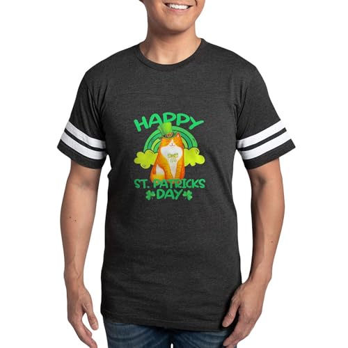 CafePress Cat Leprechaun Happy St Patricks Day Men's Football T Shirt Men's Football T-Shirt Smoke Gray