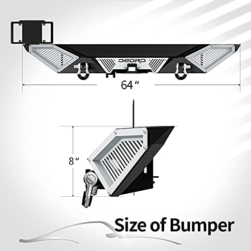 Image of OEDRO Rear Bumper Combo Compatible with 2018-2026 Jeep Wrangler JL & Unlimited JLU (2 /4 Doors),Off Road Full Width with Hitch Receiver & D-Rings & Paintable Armor