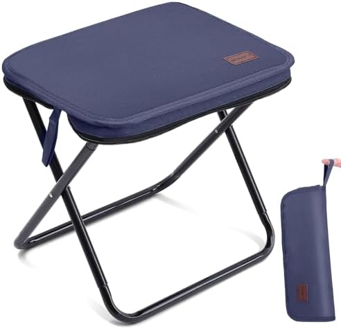 MOONCY Portable Stool, 13 Inch Small Folding Stool for Adults, Ultralight Blue Camping Stools for Hiking and Fishing, Hold Up to 265 LBS