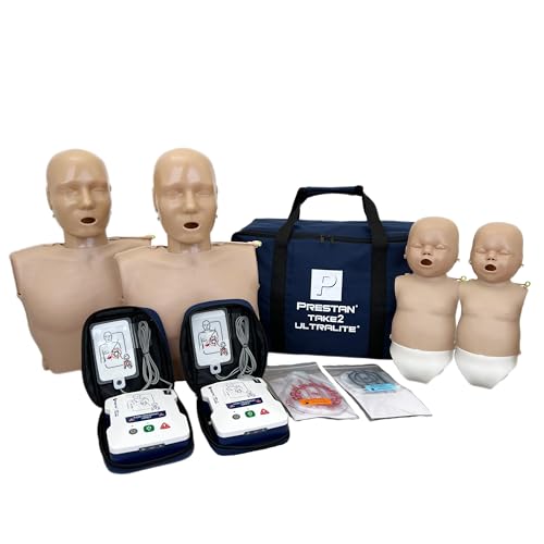 Prestan Take2 Ultralite Kit w/CPR Feedback (Medium Tone); Containers (2) Adult Ultralite Manikins, (2) Infant Ultralite Manikins, and (2) AED UltraTrainers
