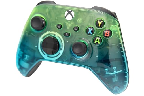 Image of Wireless Custom Controller Compatible with PC, Windows 10+, Series X /S & One (Series X /S Clear Green & Blue)