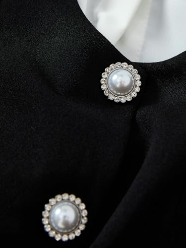 Women's Elegant Button Down Peplum Blazer Ruffle Long Sleeve Color Block Work Office Suit Jacket4