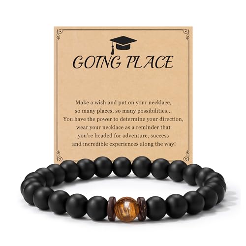 Graduation Gift Tiger Eye Bracelet Men Beaded Bracelet College Graduation Gifts Healing Bead Bracelets High School Graduation Gifts for Him going plac