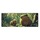 Alfombrilla de ratón con estampado floral de Two Marmots In The Forestfloral, alfombrilla de mouse grande con bordes cosidos, base de goma antideslizante para decoración de escritorio de oficina y