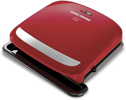 George Foreman 4-Serving Removable Plate Grill and Panini Press, Red, GRP360R