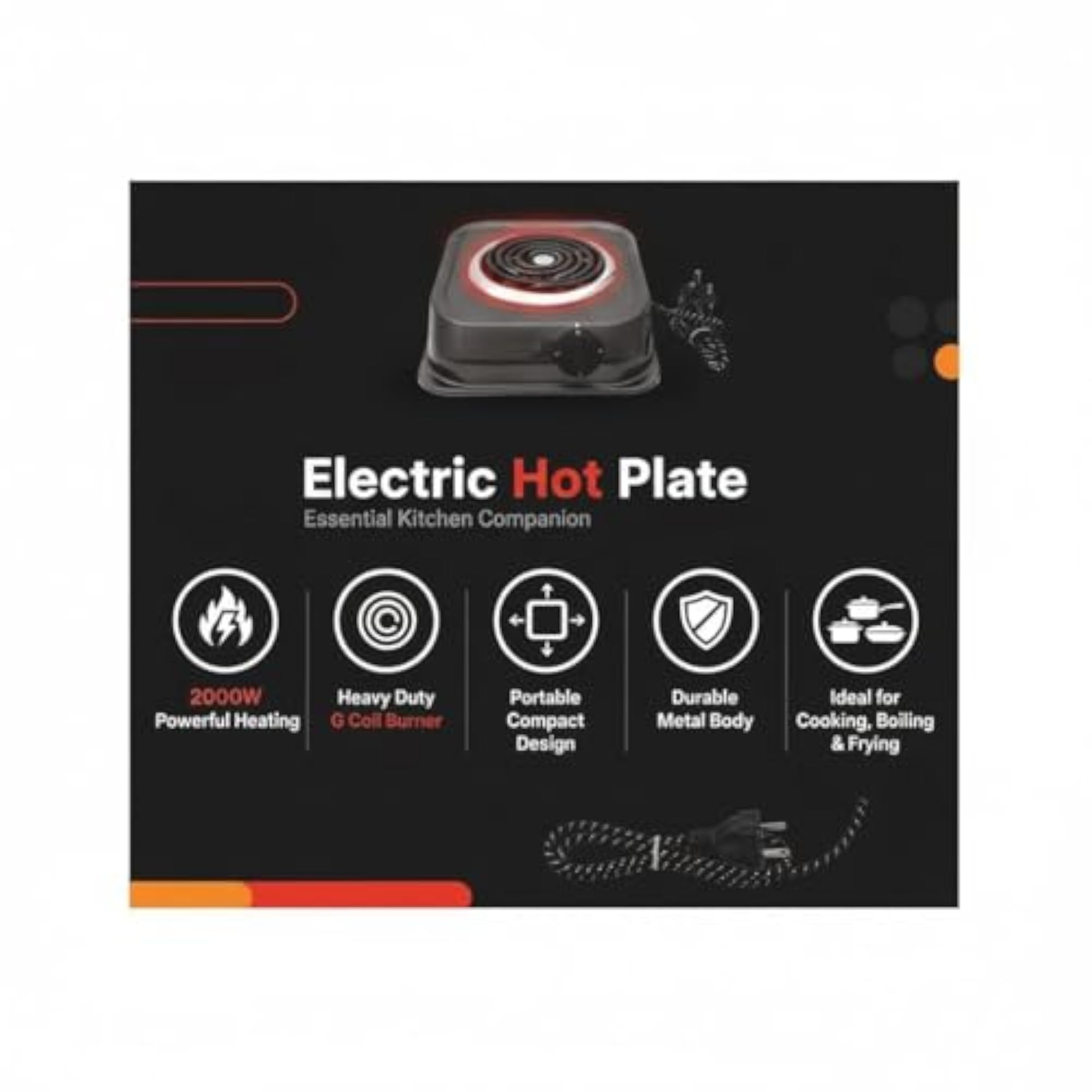 2000W Electric Coil Stove Portable Single Burner