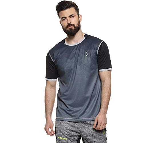 Image of CAHOOT Men's Black and Blue Ombre Dri-Fit Activewear T-Shirt Regular Fit for Casual Wear | Structured T-Shirt Crafted with Comfort Fit and High-Performance for Everyday Wear