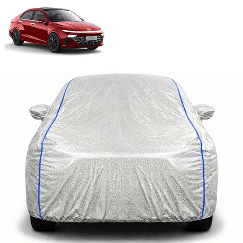 Image of Waterproof Car Cover for Hyundai Verna | All Weather Protection | UV Resistant & Dustproof | Soft Cotton Lining to Prevent Scratches | Triple Stitched with Mirror Pockets & Elastic Hem
