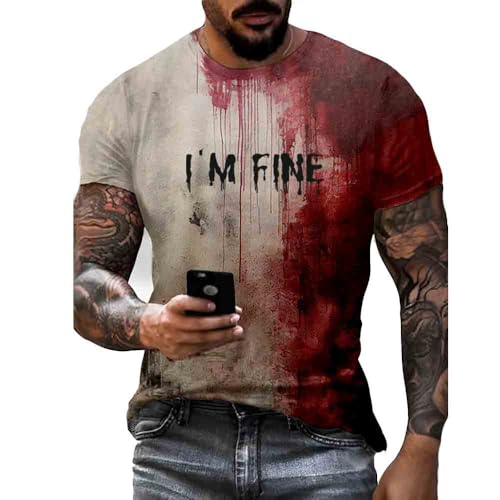 Generic Im Fine Bloody Shirt Halloween Bloody Cloth Men Horror Tshirts Funny Shirts Gift, 5X-Large
