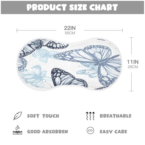 Kigai Butterflies Burp Cloths for Baby 4-Layer Cotton Muslin Burping Cloths 22x11 inch Super Soft & Absorbent Spit Up Burp Rags for Newborn Boys Girls 1 Pack2