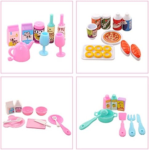 Miunana 43 Doll Food Accessories Set Tableware Kitchenware Kitchen Set For 11.5 Inch Dolls