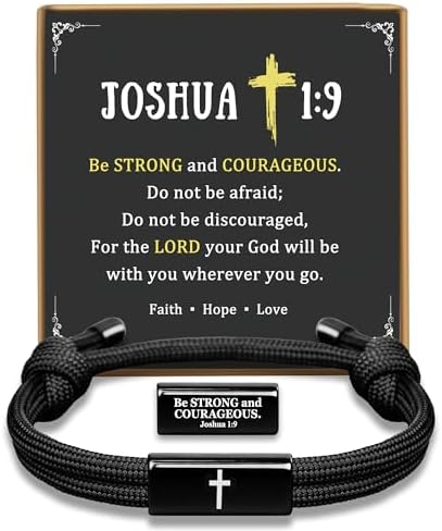 Mens Cross Bracelet as Easter Basket Stuffers for Teens, Soccer Baseball Joshua 1 9 Cross Bracelet Basketball Philippians 4:13 Accessories as Boys Easter Gifts for Sons Baptism Confirmation - View 3