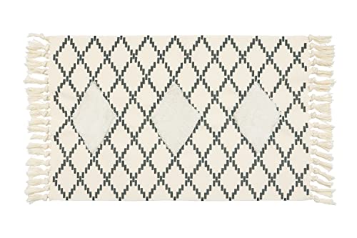 Yomshi Baumwolleteppich mit Quaste Boho Teppich 60x90cm Kurzflor Teppiche Vintage Teppich Waschbar für Wohnzimmer, Schlafzimmer, Küche, Badezimmer, Flur Cover