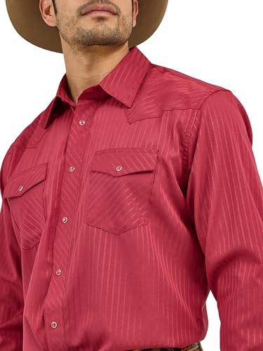 Wrangler Herren Sport Western Two Pocket Langarm Snap Shirt, Wein, Klein – Ansicht 3