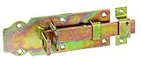 Alberts 116774 Schlossriegel | gerade, mit flachem Griff und befestigter Schlaufe | galvanisch gelb verzinkt | Platte 140 x 52 mm
