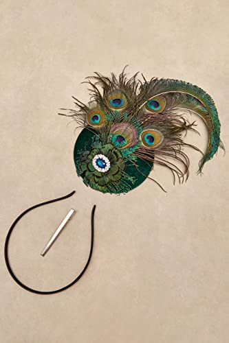 Babeyond 1920S Flapper Fascinator Feather Pillbox Hat Fascinator For Tea Party (Peacock-1) #TOP2