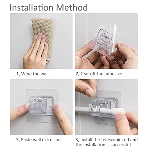 Fuich-1 Curtain Rod Bracket No Drill, 8 Pieces Self Adhesive Curtain Rod Holder Drapery Hook Holders Fixing Rod Holder Curtain Pole Wall Brackets Towel Rod Hooks For Home Bathroom #TOP3