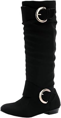 Amazon.com: Trendenzy Botas planas con hebilla alta para mujer : Ropa,  Zapatos y Joyería