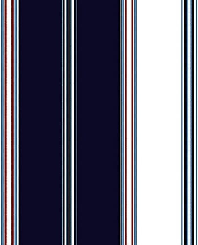 Wallpaper Large Awning Stripe Navy Blue Red Eggshell White