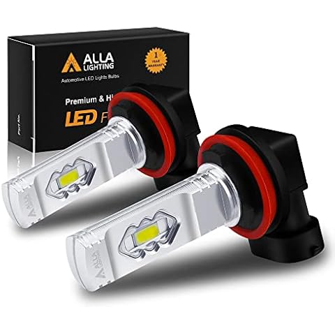 Alla Lighting 3800lm Xtreme Super Bright H8 H11 LED Fog Lights or DRL Bulbs, 6500K Xenon White ETI 56-SMD Lamp Replacement Cover
