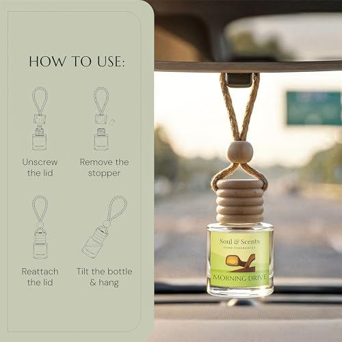Image of Soul & Scents 16ml Luxury Car Perfumes Bergamot & Grapefruit | Morning Drive | 2-in-1 Hanging Pod & AC Vent Air Freshener | Premium Car Fragrance Accessory | Long Lasting Odour Eliminator | Pack of 2
