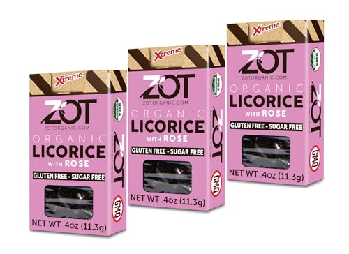 ZOT 100% pure Organic Licorice, with Rose flavor, 0.4 Ounce flip top box, Set of 3
