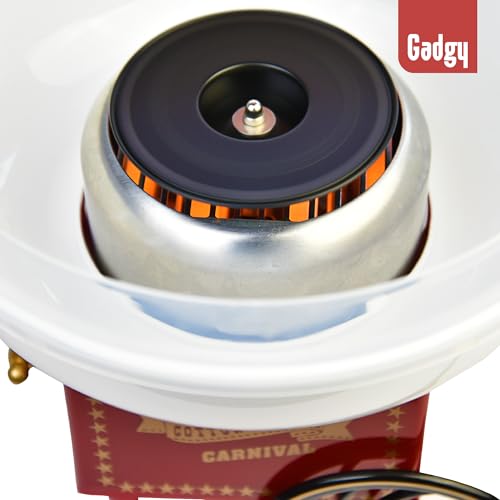 Gadgy Zuckerwattemaschine für Zuhause, Cotton Candy Machine für Zucker oder Bonbons Zuckerwattegerät für Geburtstag, Zuckerwattenmaschine Kunststoff, Rot und Weiß
