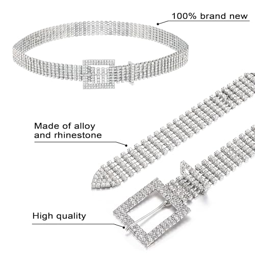 Ayliss Women Rhinestone Belt Bling Crystal Shiny Waist Dress Belt Silver Fashion Glitter Chains Dress Wedding Party Gift3