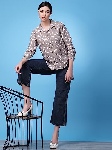 Image of OOMPH! Women's Cotton Regular Fit Floral Button Down Shirt