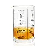 True Recipe Mixing Glass, Cocktail and Bar Tools with Thick Base, Pour Spout, and 5 Printed Recipes, 17 Oz