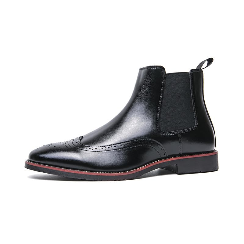 Santimon Men's Chelsea Boots Wingtip Breathable Slip-on Formal Dress Boots for Men Casual Ankle Men Boots2